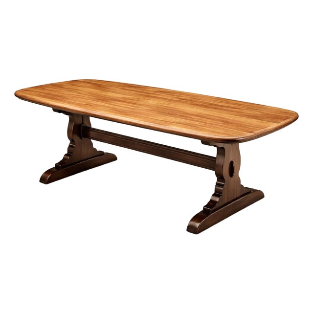 Refectory Plank Top Dining Table in Blonde Elm and Beech from Ercol, 1960s For Sale