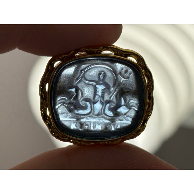 Tagliamonte Venetian Glass Intaglio Ring – 925 Sterling With 18k Gold Plating, Size 6 For Sale - Image 9 of 10