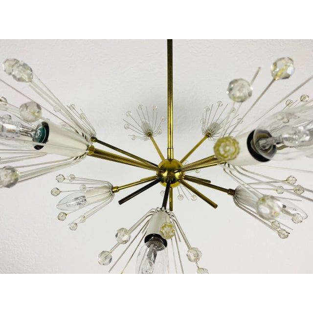 Glass and Brass 'Snowflake' Chandelier by Emil Stejnar for Rupert Nikoll, 1960s - A Pair For Sale - Image 9 of 12