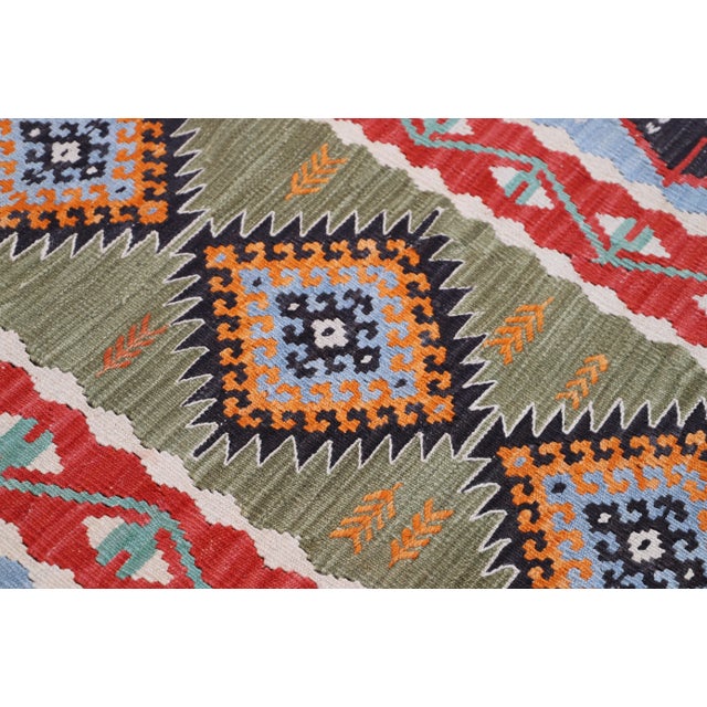 1970s Mid-Century Modern Blue Kilim Rug For Sale In Sacramento - Image 6 of 8