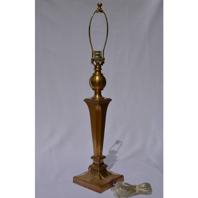 Set of 4 Vintage Column Brass Table Lamps For Sale - Image 9 of 10