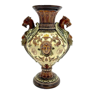 Antique Majolica Classical Style Gryphon Vase