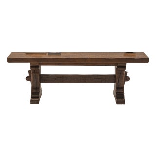 Large Brutalist Dining Table in Oak, 1970s For Sale