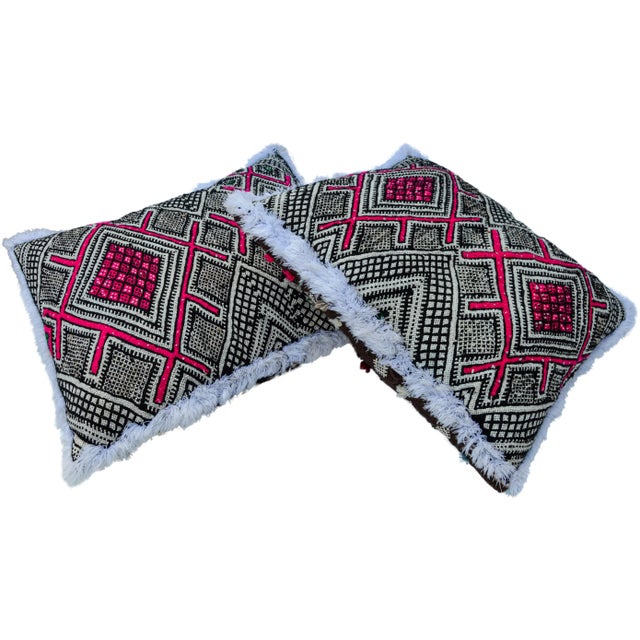 Mid 20th Century Pink-Patterned Moroccan Pillows, S/2 For Sale - Image 5 of 11