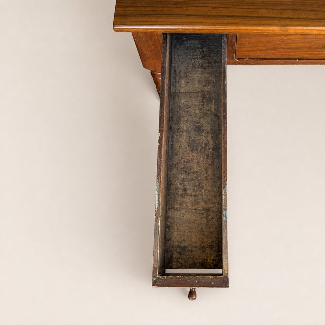 Brown Antique Walnut Three-Drawer Writing Desk With Turned Legs For Sale - Image 8 of 18