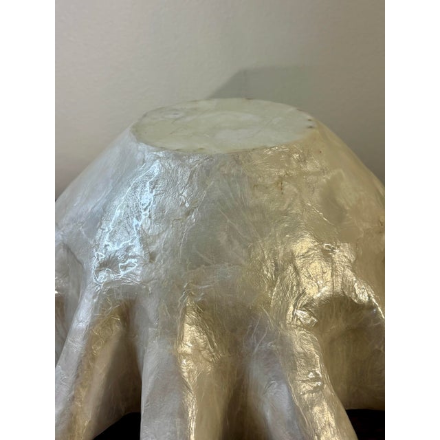 Late 20th Century Vintage Coastal Capiz Shell Decorative Bowl With Ruffled Edges For Sale - Image 5 of 5