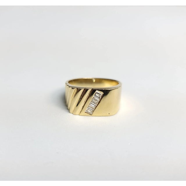 Diagonal Baguette Diamond Wedding Band .33cttw 14k Yellow Gold, Size 9 For Sale - Image 4 of 5
