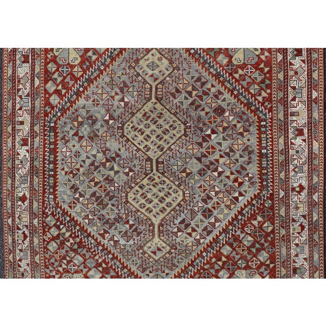 Antique Persian Shiraz Rug With Geometric Tribal Design and Rich Color Palette 5'0 X 6'1 For Sale In Atlanta - Image 6 of 11