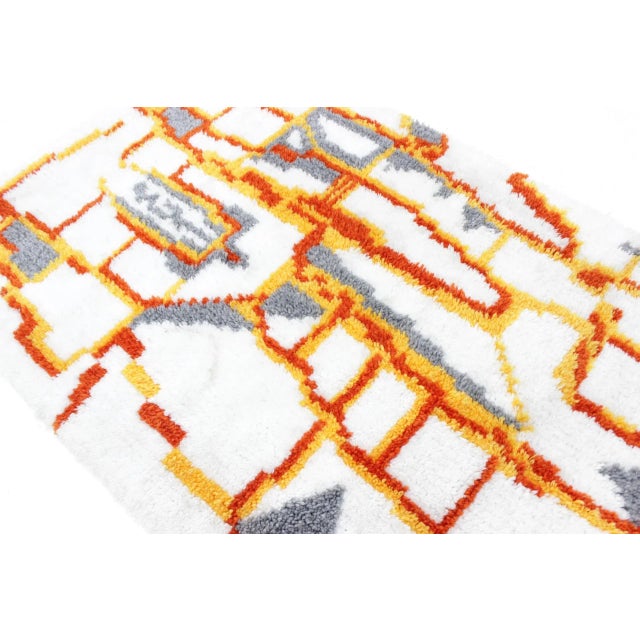 White Mid-Century Ege Rya Style Rug, 1967 For Sale - Image 8 of 11