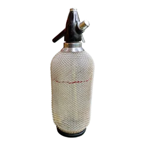 Vintage Soda Siphon Seltzer Glass Bottle With Metal Mesh