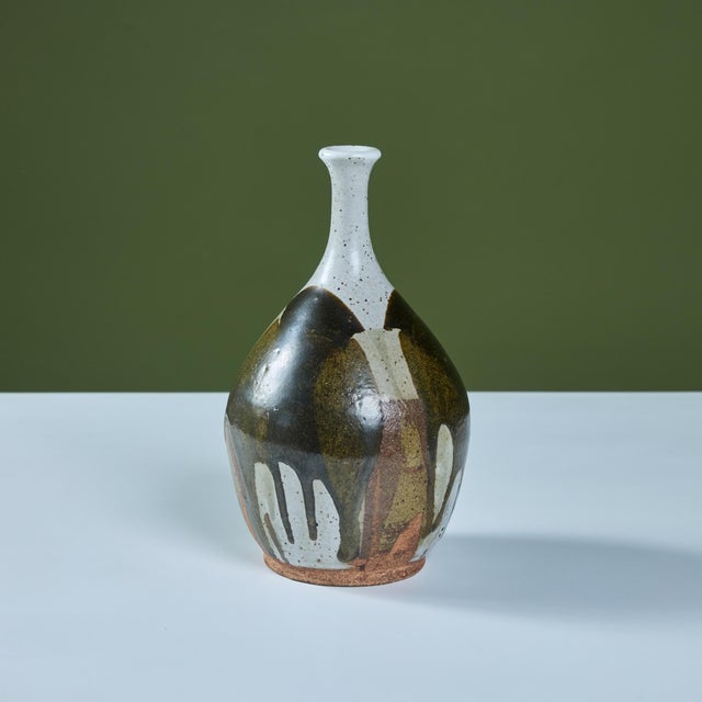 Stoneware Drip Glaze Vase For Sale - Image 4 of 11