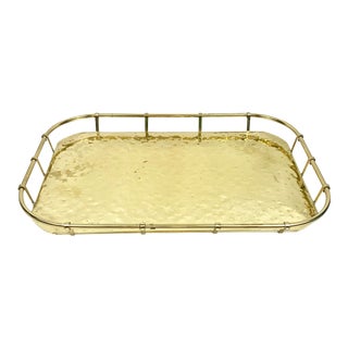 Vintage Brass Footed Serving Tray For Sale