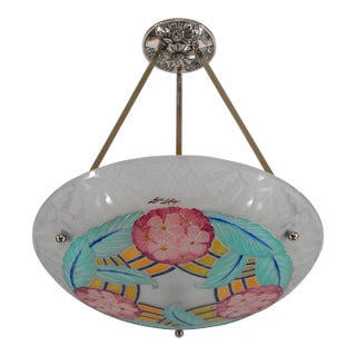 1930s French Art Deco Pendant Light by Loys Lucha - Chandelier France For Sale