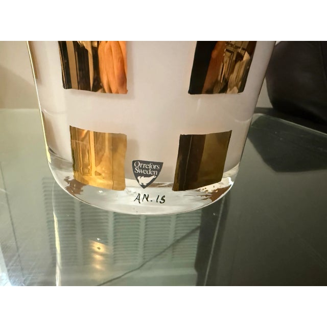 1960s Orrefors by Anne Nilsson Large 13.5in Gold & White Vase Signed Rare For Sale In Atlanta - Image 6 of 6