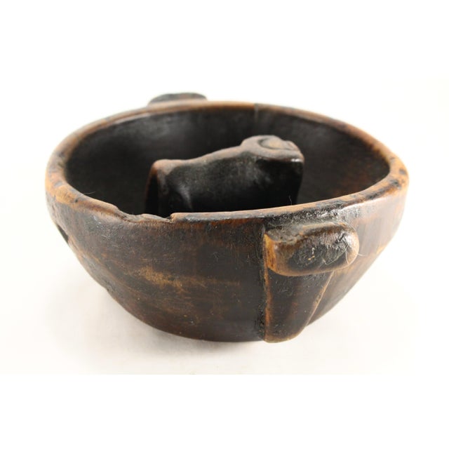 Antique Peruvian Aymara Wooden Marriage Bowl W Ox Chicha Drinking Vessel For Sale In Houston - Image 6 of 18