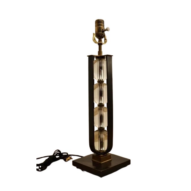 Thomas Obrien for Visual Comfort Stacked Crystal Lamp For Sale