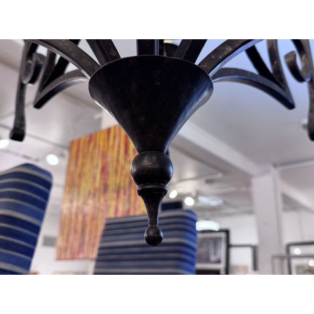 Attributed to Paul Ferrante Scrolled Iron Eight-Arm Chandelier For Sale In San Francisco - Image 6 of 12