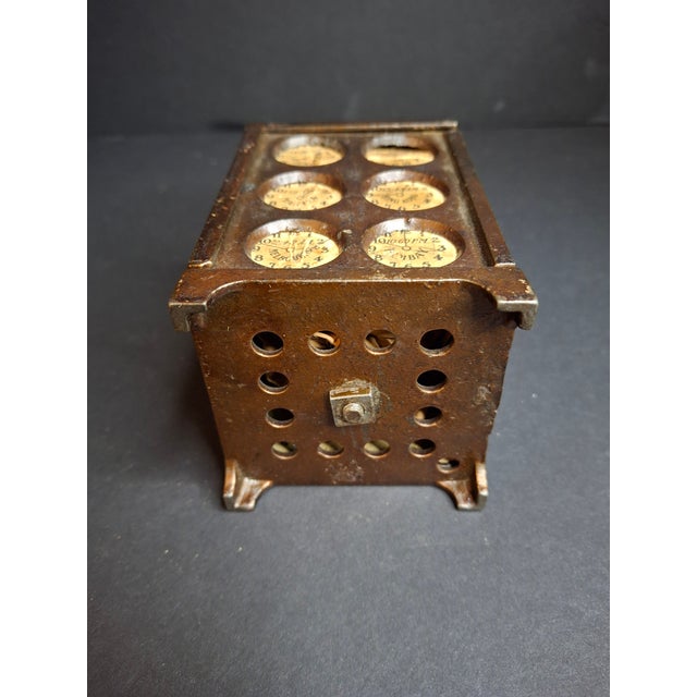 Metal Antique Arcade Cast Iron World Times Clock Still Bank Original Paper Insert C. 1910 For Sale - Image 7 of 15
