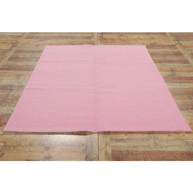 Textile Swedish Inspired Pink Kilim Rug - 05'00 X 06'10 For Sale - Image 7 of 9