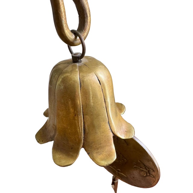 Late 19th Century Korean Brass Butterfly Reflector Candlestick With Lotus Snuffer For Sale - Image 4 of 12