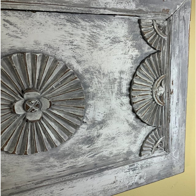 Gray Vintage Hand-Carved Architectural Wood Wall Hanging For Sale - Image 8 of 12