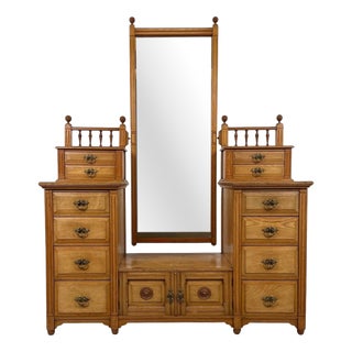 19th Century English Oak Dressing Chest by T. Simpson & Sons For Sale