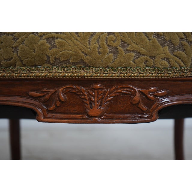 Pair French Louis XV Wide Seat Swan Carved Frame Occasional Chairs For Sale - Image 16 of 18