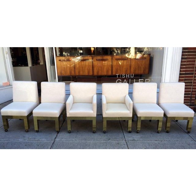 Set of Six Brass Cityscape Chairs Paul Evans for Directional For Sale - Image 4 of 10