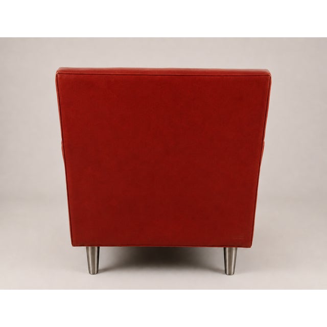 Mid-Century Modern Mid-Century Modern Style Coach for Baker Furn. Red Tanned Leather Club Chair For Sale - Image 3 of 9