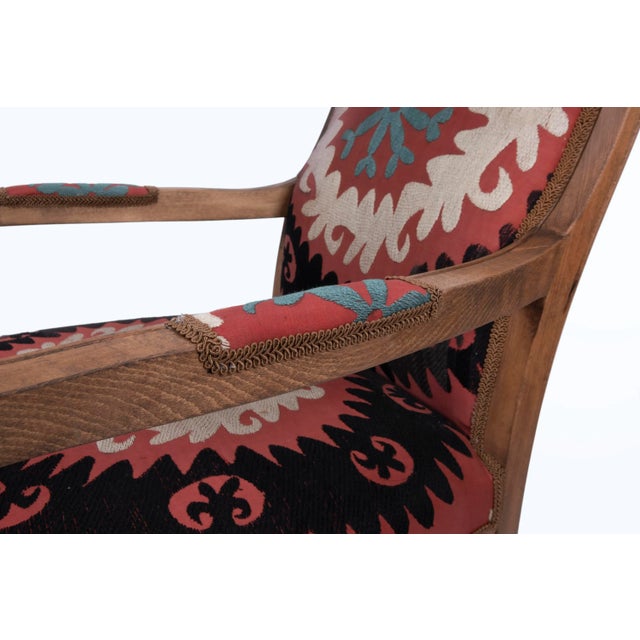 Suzani Embroidered Red Chair For Sale In Philadelphia - Image 6 of 13