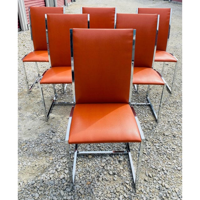 1970s Vintage Mid Century Dining Chairs in the Manner of Milo Baughman/Set of Six. For Sale - Image 5 of 11