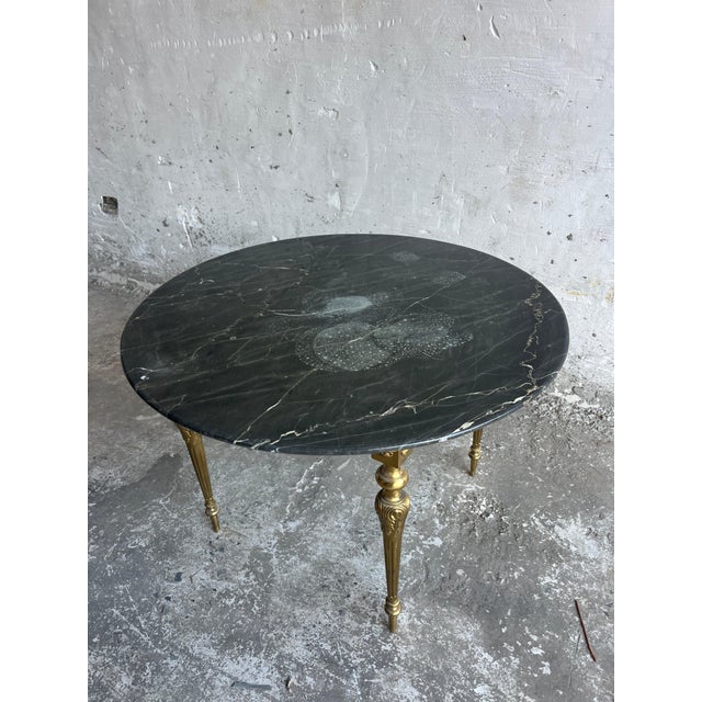 Vintage Black Marble and Brass Coffee Table For Sale - Image 4 of 7