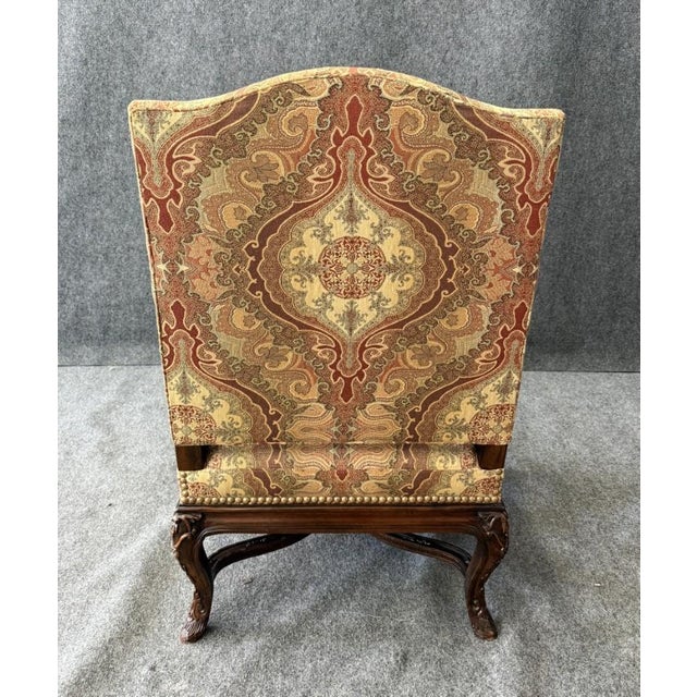 Late 20th Century Late 20th Century Traditional High-Back Upholstered Arm Chair For Sale - Image 5 of 10