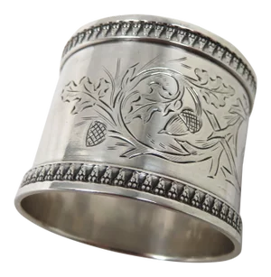 1870s Antique American Hand Engraved Solid Sterling Silver Napkin Ring Presented by "Carrie"