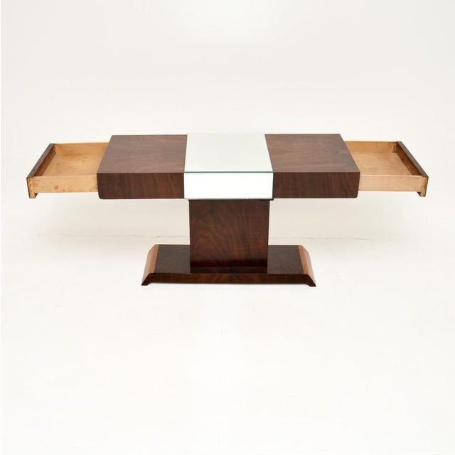 Art Deco Mirrored Coffee Table in Walnut, 1930s For Sale - Image 4 of 11