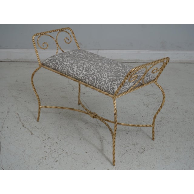 Age: Approx: 30 Years Old Details: Quality Construction Rope Twist Iron w. Gold Finish Brand New Upholstery See Other...