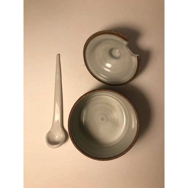 1990s 1991 Stoneware Sugar Bowl / Lidded Jar With Spoon by Tim Hahne For Sale - Image 5 of 9