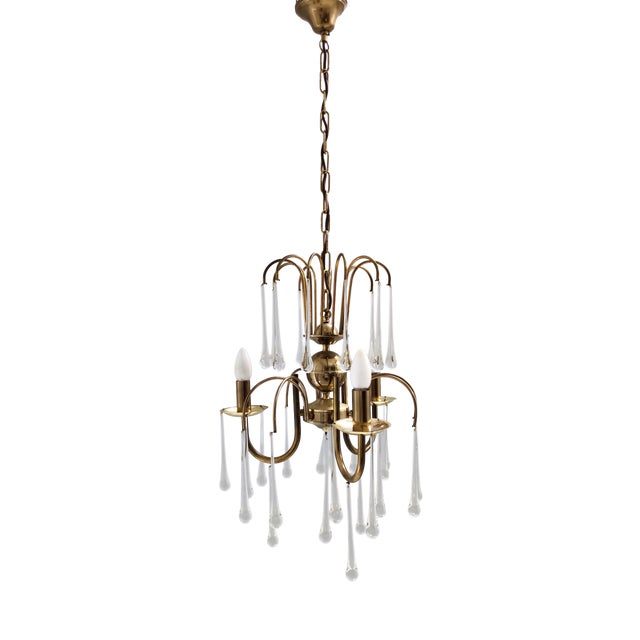 Vintage Italian Murano Glass Teardrop Chandelier from Venini, 1970s For Sale