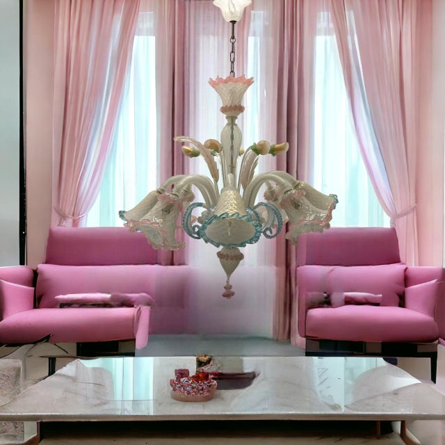 Venetian murano glass chandelier 1960’s mouth blown murano glass created by master glass blowers in venice. height...