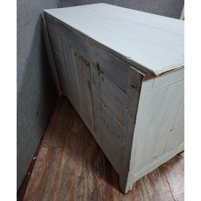 Small Rustic Louis XV Sideboard in Natural Painted Wood For Sale - Image 9 of 10