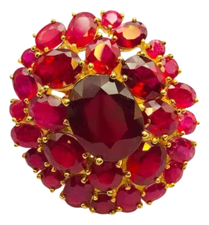 Bochic "Orient" 40 Carat Natural Ruby Cocktail Ring Set In 18K Solid Gold