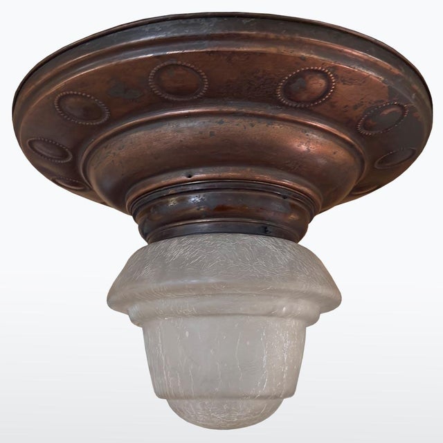 Art Nouveau Copper and Glass Ceiling Light, 1920s For Sale - Image 6 of 6