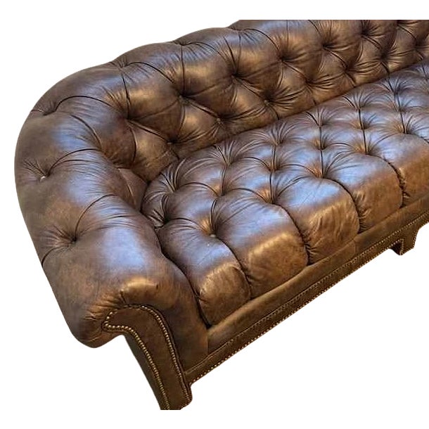Classic Chesterfield sofa by Schafer Brothers with maker’s label.