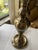 Vintage Brass Table Lamp With Green & Burgundy Damask Shade, Beaded Fringe, Ornate Traditional European Style, Decorative Accent Lighting For Sale - Image 10 of 12