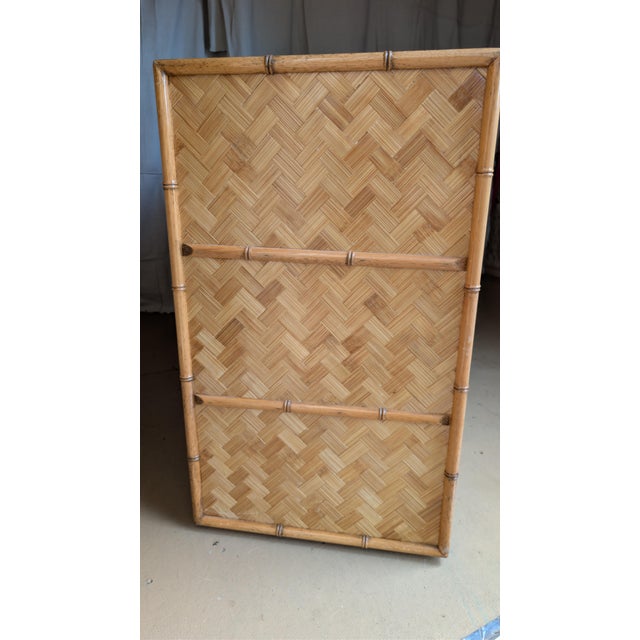 Vintage Faux Bamboo 6-Drawer Dresser With Herringbone Parquet Rattan Fronts, in the Style of Dixie For Sale - Image 11 of 12