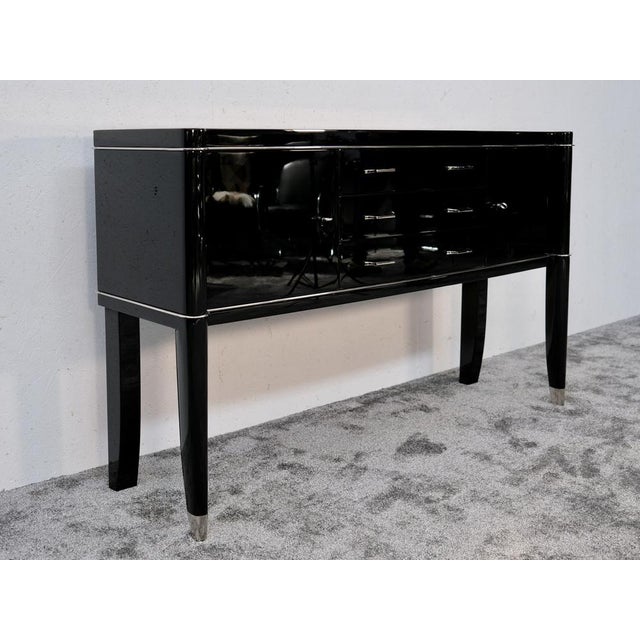 Black Small Sideboard on High Legs from De Coene Frères, 1940s For Sale - Image 8 of 9
