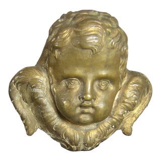 Antique Brass Cherub Angel Architectural Newel Post Finial For Sale