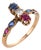 19th Century Victorian Ruby Sapphire Diamond 14k Yellow Gold Ring, Size 5.75 For Sale