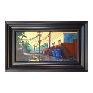 Duke Windsor, Impressionistic Cityscape Acrylic Painting, "Golden Skies No. 35" For Sale