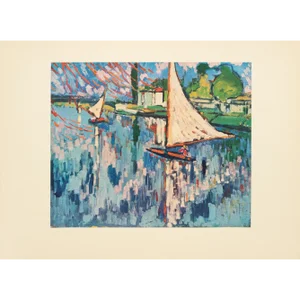 1940s After Maurice Vlaminck "Sailing Boats", First Edition Period Swiss Offset Lithograph